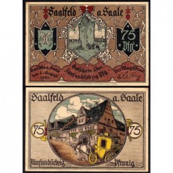 Allemagne - Notgeld - Saalfeld - 75 pfennig - 01/08/1921 - Etat : SPL+