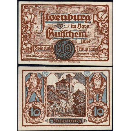 Allemagne - Notgeld - Ilsenburg - 10 pfennig - 01/06/1921 - Etat : pr.NEUF