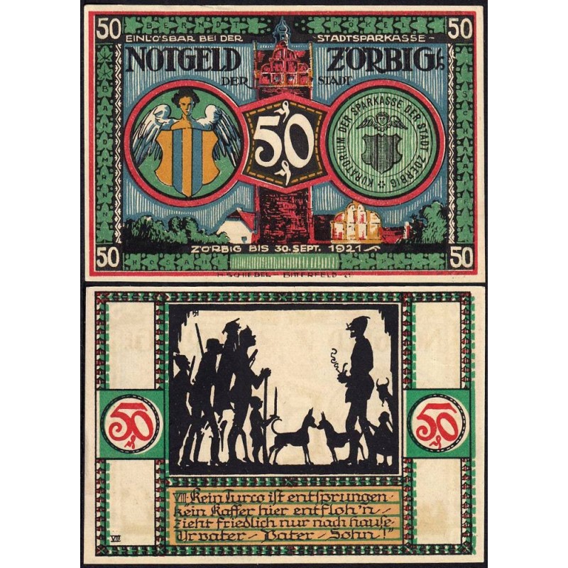 Allemagne - Notgeld - Zörbig - 50 pfennig - Série VIII - 1921 - Etat : SPL+