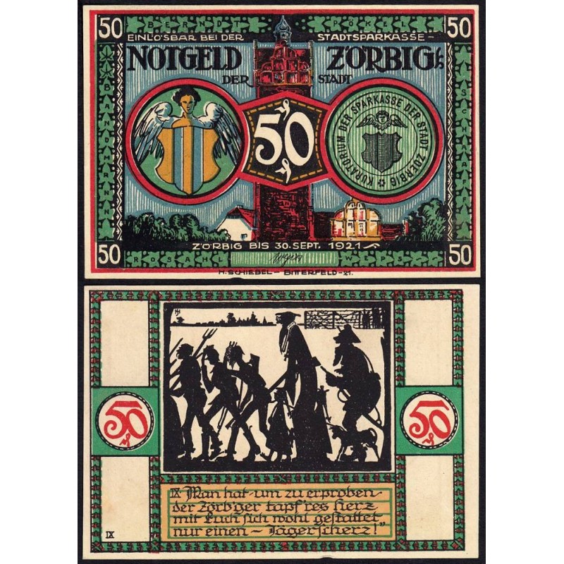 Allemagne - Notgeld - Zörbig - 50 pfennig - Série IX - 1921 - Etat : SPL+