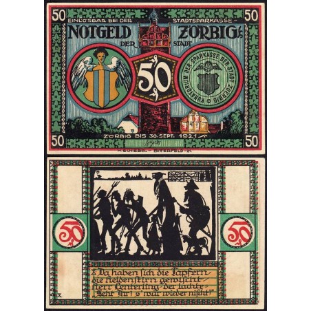 Allemagne - Notgeld - Zörbig - 50 pfennig - Série X - 1921 - Etat : SUP