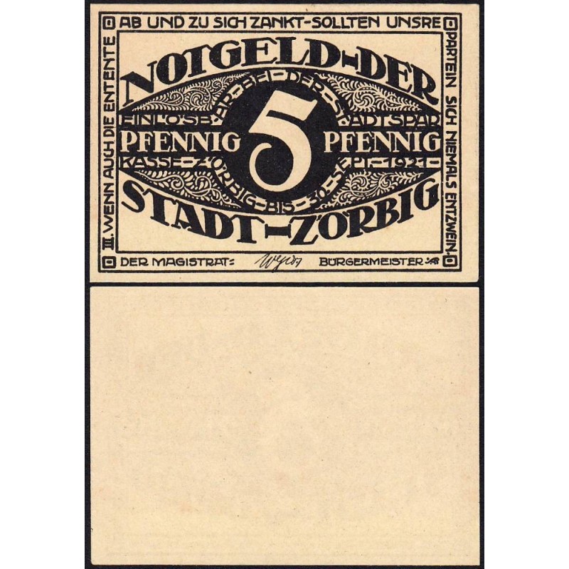 Allemagne - Notgeld - Zörbig - 5 pfennig - Série III - 1921 - Etat : NEUF