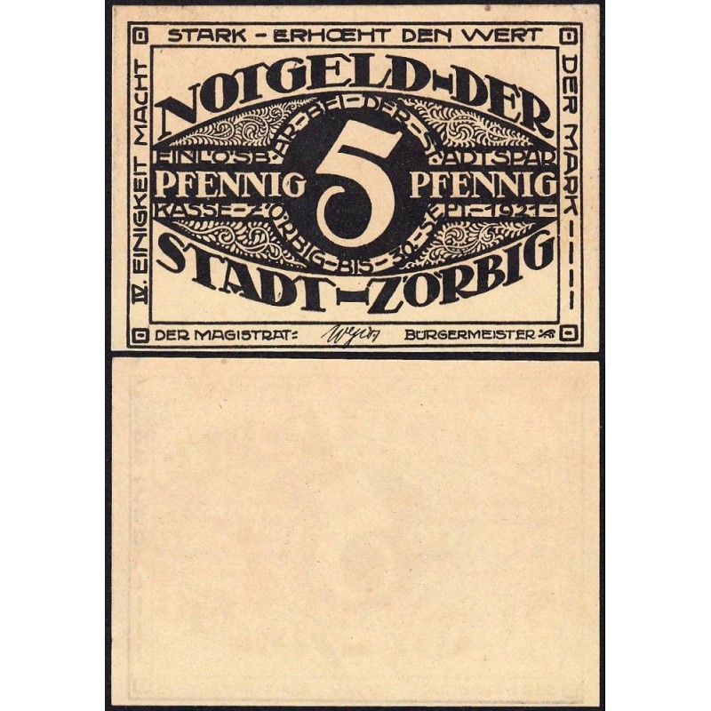 Allemagne - Notgeld - Zörbig - 5 pfennig - Série IV - 1921 - Etat : NEUF