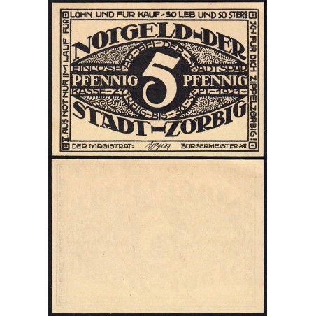 Allemagne - Notgeld - Zörbig - 5 pfennig - Série V - 1921 - Etat : NEUF