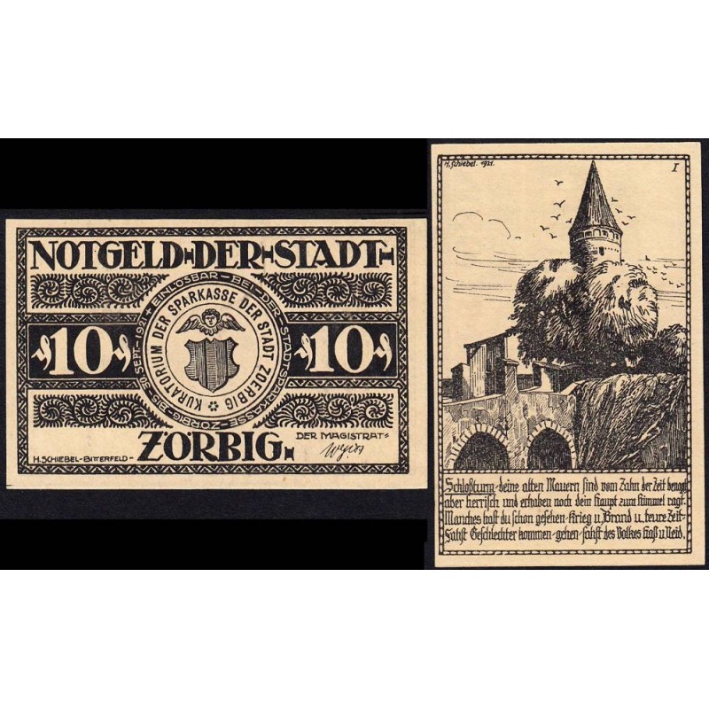 Allemagne - Notgeld - Zörbig - 10 pfennig - Série I - 1921 - Etat : NEUF