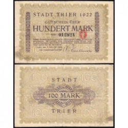 Allemagne - Notgeld - Trier - 100 mark - 02/10/1922 - Etat : TTB-