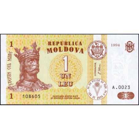 Moldavie - Pick 8a - 1 leu - Série A.0023 - 1994 - Etat : NEUF
