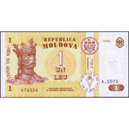 Moldavie - Pick 8c - 1 leu - Série A.0070 - 1998 - Etat : NEUF