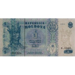Moldavie - Pick 9a - 5 lei - Série B.0069 - 1994 - Etat : NEUF