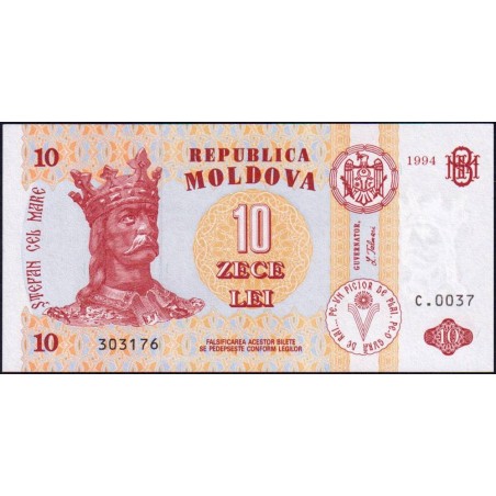 Moldavie - Pick 10a - 10 lei - Série C.0037 - 1994 - Etat : NEUF