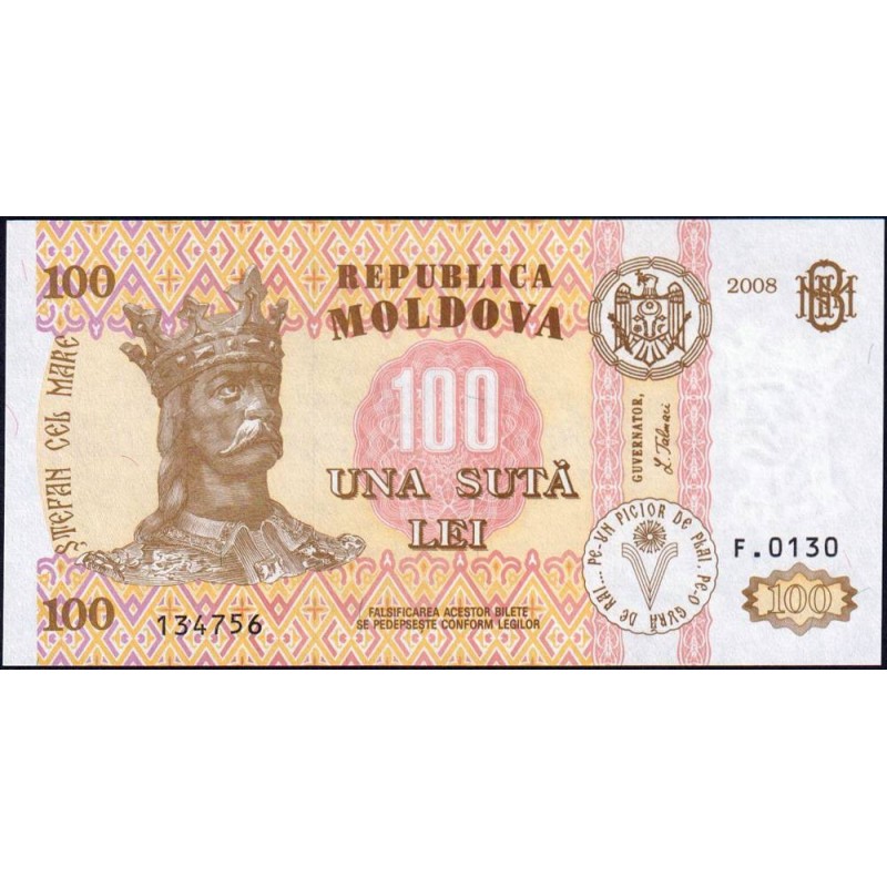 Moldavie - Pick 15b - 100 lei - Série F.0130 - 2008 - Etat : NEUF