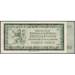Bohême-Moravie - Pick 5s - 50 korun - 12/09/1940 - Série A23 - Spécimen - Etat : NEUF