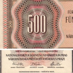 Bohême-Moravie - Pick 11s - 500 korun - 24/02/1942 - Série K - Spécimen - Etat : pr.NEUF