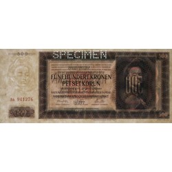 Bohême-Moravie - Pick 12s - 500 korun - 24/02/1942 - Série Ia - Spécimen - Etat : SUP+