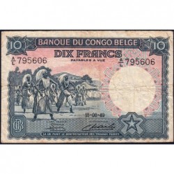 Congo Belge - Pick 14E - 10 francs - Série A/L - 15/08/1949 - Etat : TB-