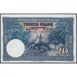 Congo Belge - Pick 15 - 20 francs - Série A - 10/09/1940 - Etat : SUP+