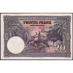 Congo Belge - Pick 15A - 20 francs - Série E - 10/03/1942 - Etat : TTB+ à SUP