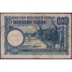 Congo Belge - Pick 17b - 100 francs - Série A - 10/06/1944 - Etat : B+