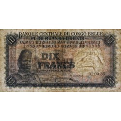 Congo Belge - Pick 30b_3 - 10 francs - Série T - 01/09/1956 - Etat : TB-