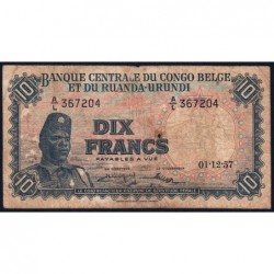 Congo Belge - Pick 30b_10 - 10 francs - Série A/L - 01/12/1957 - Etat : B-