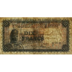 Congo Belge - Pick 30b_14 - 10 francs - Série B/G - 01/08/1958 - Etat : TB-