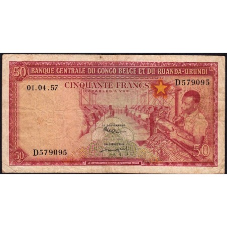 Congo Belge - Pick 32_2 - 50 francs - Série D - 01/04/1957 - Etat : TB