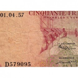 Congo Belge - Pick 32_2 - 50 francs - Série D - 01/04/1957 - Etat : TB
