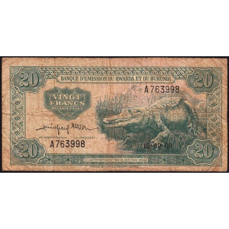 Rwanda et Burundi - Pick 3a_1 - 20 francs - 15/09/1960 - Série A - Etat : TB-
