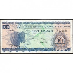 Rwanda et Burundi - Pick 5a - 100 francs - 15/09/1960 - Série B - Etat : TTB à TTB+
