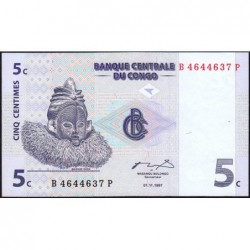 Rép. Démocr. du Congo - Pick 81 - 5 centimes - Série B P - 01/11/1997 - Etat : NEUF
