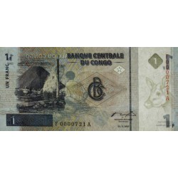 Rép. Démocr. du Congo - Pick 85 - 1 franc - Série F A - 01/11/1997 - Petit numéro - Etat : pr.NEUF