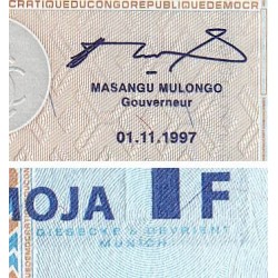 Rép. Démocr. du Congo - Pick 85 - 1 franc - Série F F - 01/11/1997 - Etat : NEUF
