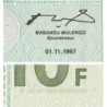 Rép. Démocr. du Congo - Pick 87B - 10 francs - Série H J - 01/11/1997 - Etat : NEUF