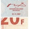 Rép. Démocr. du Congo - Pick 88A - 20 francs - Série J C - 01/11/1997 - Etat : NEUF