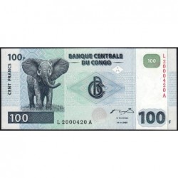 Rép. Démocr. du Congo - Pick 92 - 100 francs - Série L A - 04/01/2000 - Petit numéro - Etat : NEUF