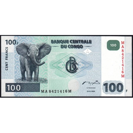 Rép. Démocr. du Congo - Pick 92A - 100 francs - Série MA M - 04/01/2000 - Etat : NEUF