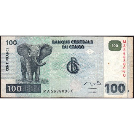 Rép. Démocr. du Congo - Pick 92A - 100 francs - Série MA Q - 04/01/2000 - Etat : TB