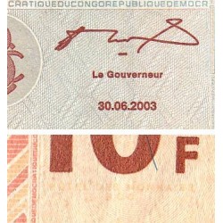 Rép. Démocr. du Congo - Pick 93A - 10 francs - Série HA A - 30/06/2003 - Etat : TB