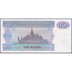 Myanmar - Pick 71b - 10 kyats - Série CO - 1997 - Etat : NEUF