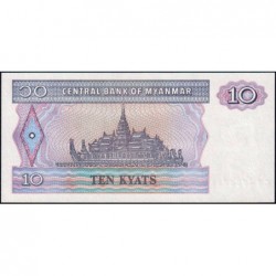 Myanmar - Pick 71b - 10 kyats - Série CT - 1997 - Etat : NEUF