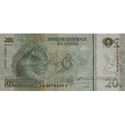 Rép. Démocr. du Congo - Pick 94A - 20 francs - Série JA V - 30/06/2003 - Etat : NEUF