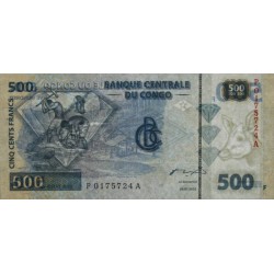 Rép. Démocr. du Congo - Pick 96a_1a - 500 francs - Série P A - 04/01/2002 - Etat : NEUF