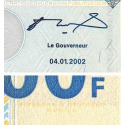 Rép. Démocr. du Congo - Pick 96a_1b - 500 francs - Série P G - 04/01/2002 - Etat : NEUF