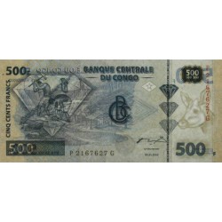 Rép. Démocr. du Congo - Pick 96a_1b - 500 francs - Série P G - 04/01/2002 - Etat : NEUF