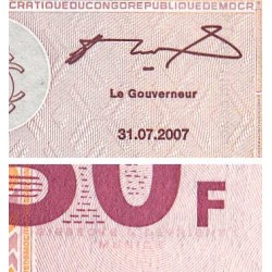 Rép. Démocr. du Congo - Pick 97a_1 - 50 francs - Série KA Y - 31/07/2007 - Etat : NEUF