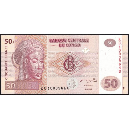 Rép. Démocr. du Congo - Pick 97a_1 - 50 francs - Série KC U - 31/07/2007 - Etat : NEUF