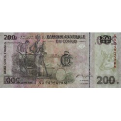 Rép. Démocr. du Congo - Pick 99a_2 - 200 francs - Série NA M - 31/07/2007 - Etat : NEUF