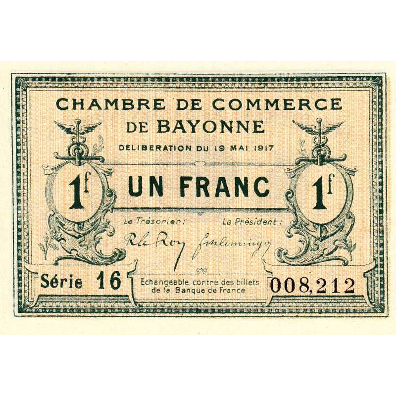 Bayonne - Pirot 21-45 - 1 franc - Série 16 - 19/05/1917 - Etat : NEUF