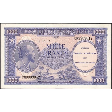 Congo (Kinshasa) - Pick 2a - 1'000 francs - Série CM - 15/02/1962 - Etat : SUP+