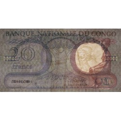 Congo (Kinshasa) - Pick 4a - 20 francs - Série B - 15/11/1961 - Etat : TTB